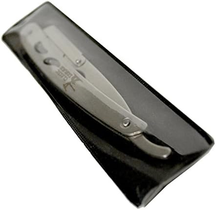 CS-102 Stainless Steel Professional Barber Straight Edge Razor with 100 Lord Single Edge Razor Blades (Silver Metal)