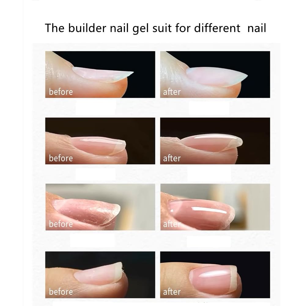 Builder Gel For Nails, Milky White Gel Polish Rubber Base For Nail Thickening Strengthener Extension LED Lamp Cured Color Base in A Bottle