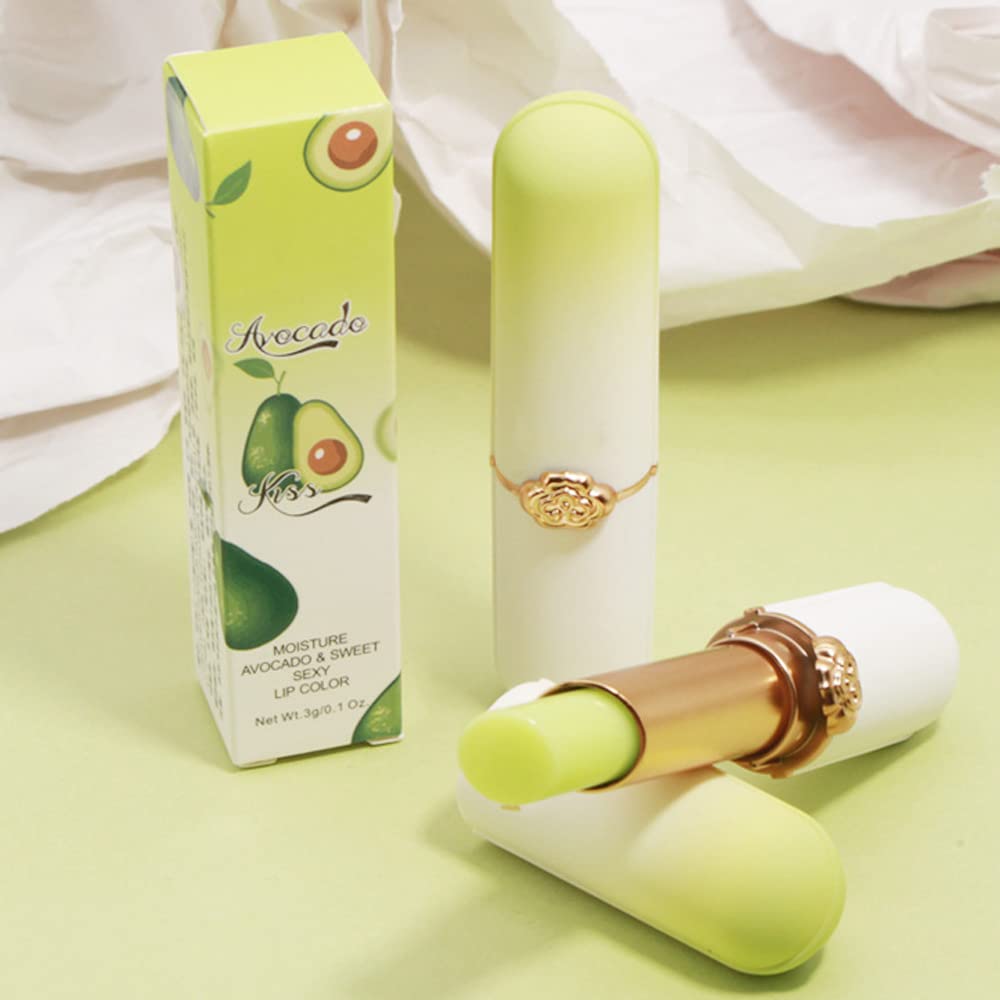evpct 2Pcs Avocado Tinted Lip Balms PH Lip Color Changing Lipstick Balm Stain Gift Set Queen for Women Girls Korean Mood Long Lasting Color Change Light Pink Lipstick Lip Tint Plumper Gloss