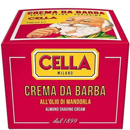 Cella Milano Classic Italian Almond Shaving Cream – Premium Tallow-Based Wet Shave Cream/Soap for Men - Rich Moisturizing Lather - A favorite of European Barbershops for 125 Years (5.2 oz / 150g)