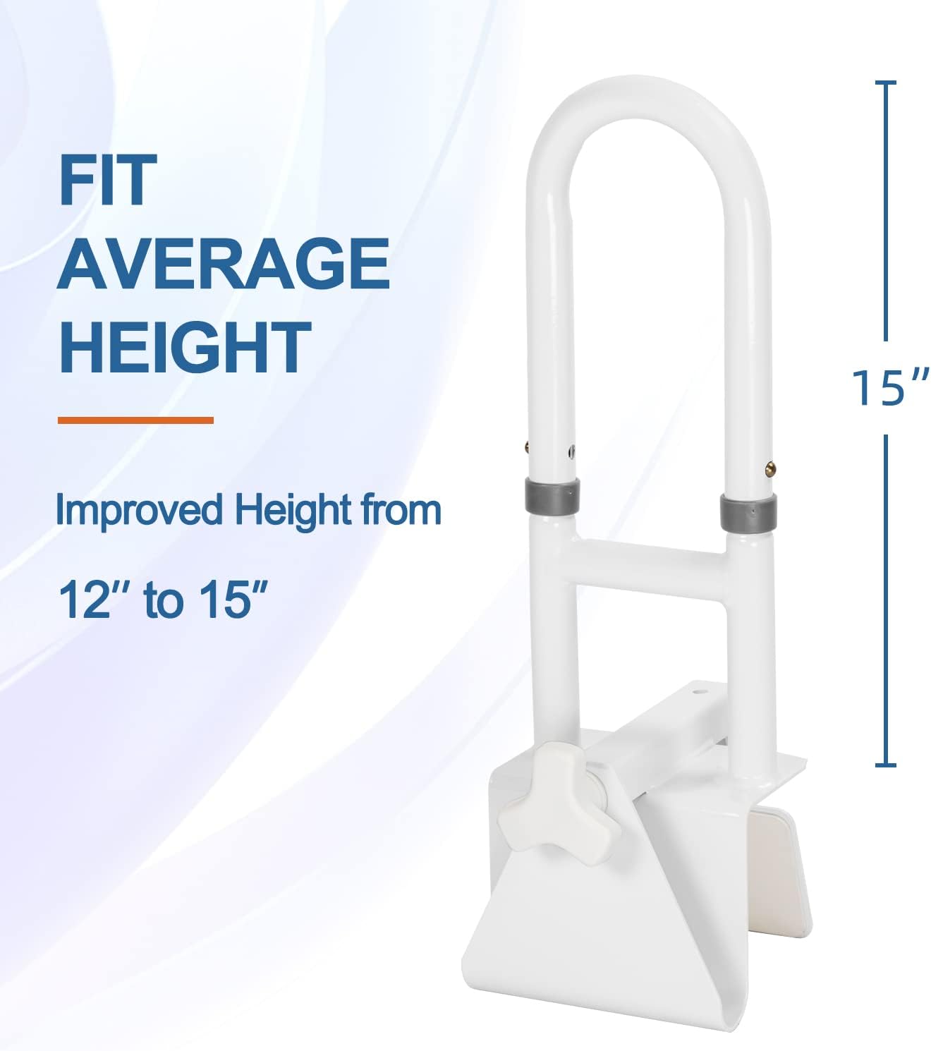Grab Bars for Bathtubs and Showers, Adjustable Bathtub Safety Rail for Seniors, Tub Grab Bar for Bathroom, Assistance Bathtub Handle Clamp for Elderly Bath Support, White