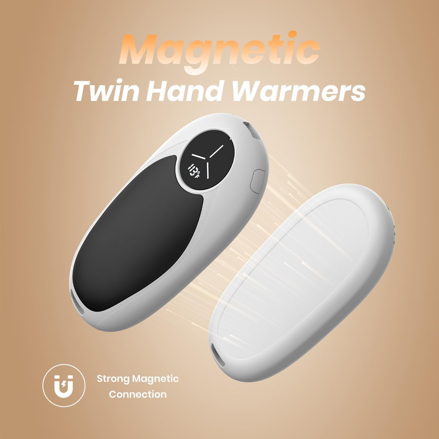 Hand Warmers Rechargeable 2 Pack Electric Hand Warmer Magnetic, Ultrathin Portable Handwarmers Gifts for Men Women Christmas Hiking Golf Hunting Accessories (Black)