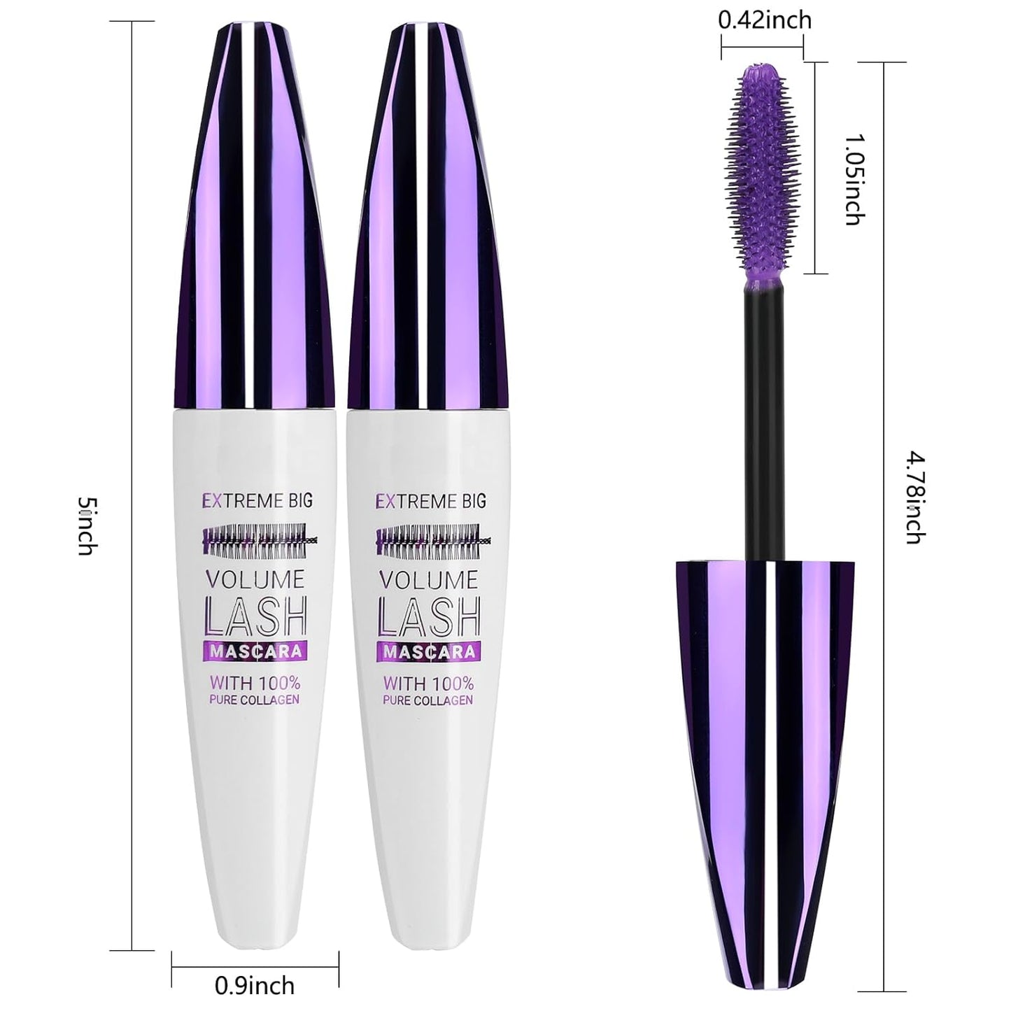 2PCS Brown Mascara for Eyelashes, 5D Colored Mascara 【Waterproof】【Natural Curling】【Lengthening Curling rimel de pestañas Volume】for Women Eye Makeup Cosplay & Parties