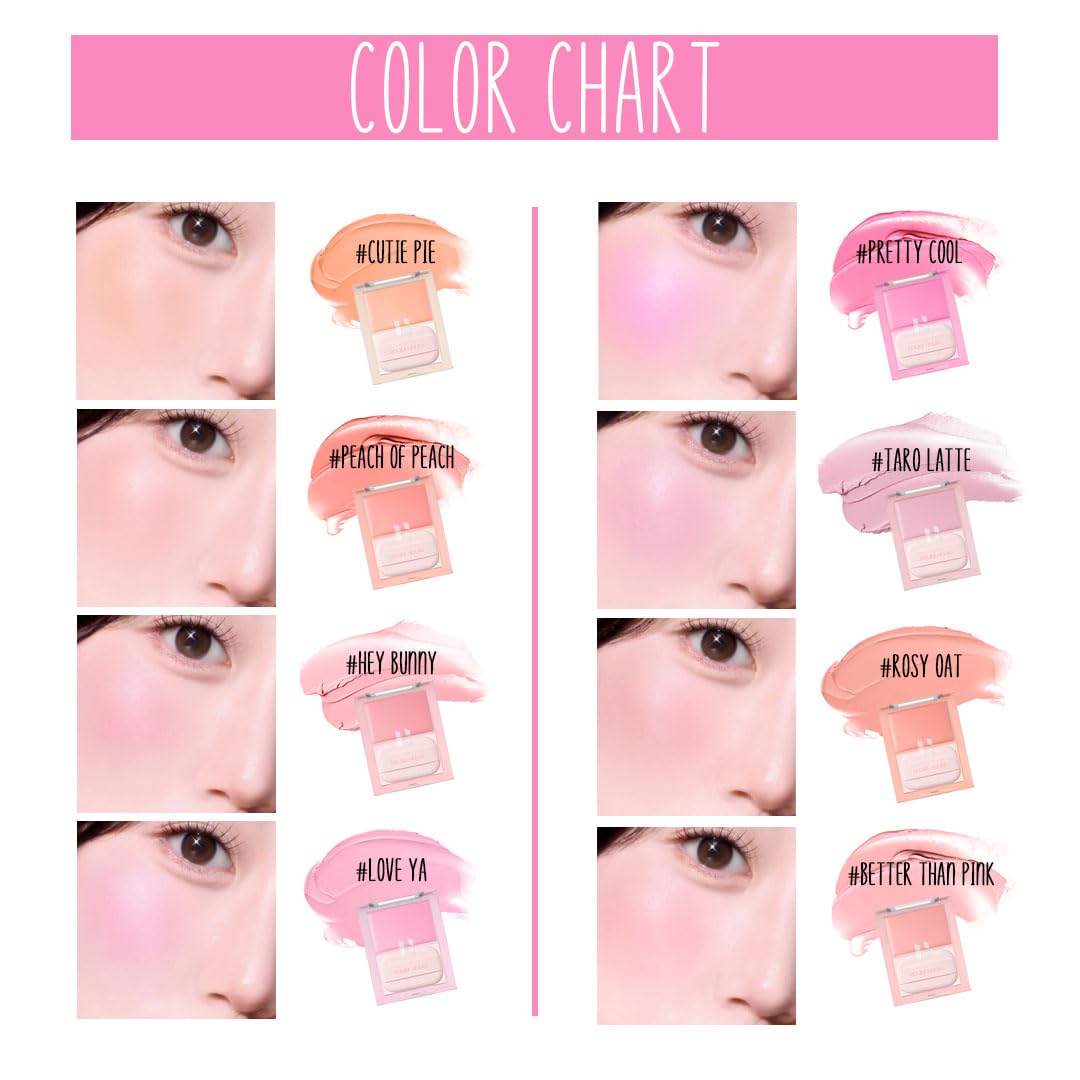 HOLIKA HOLIKA Colored Milk Cream Blush 04 LOVE YA: Glowing, Natural Makeup, Glossy Finish, Soft, Creamy Dough like texture, Shimmer, Radiant, Plumping, Cheek, Lightweight, Clean, Buildable