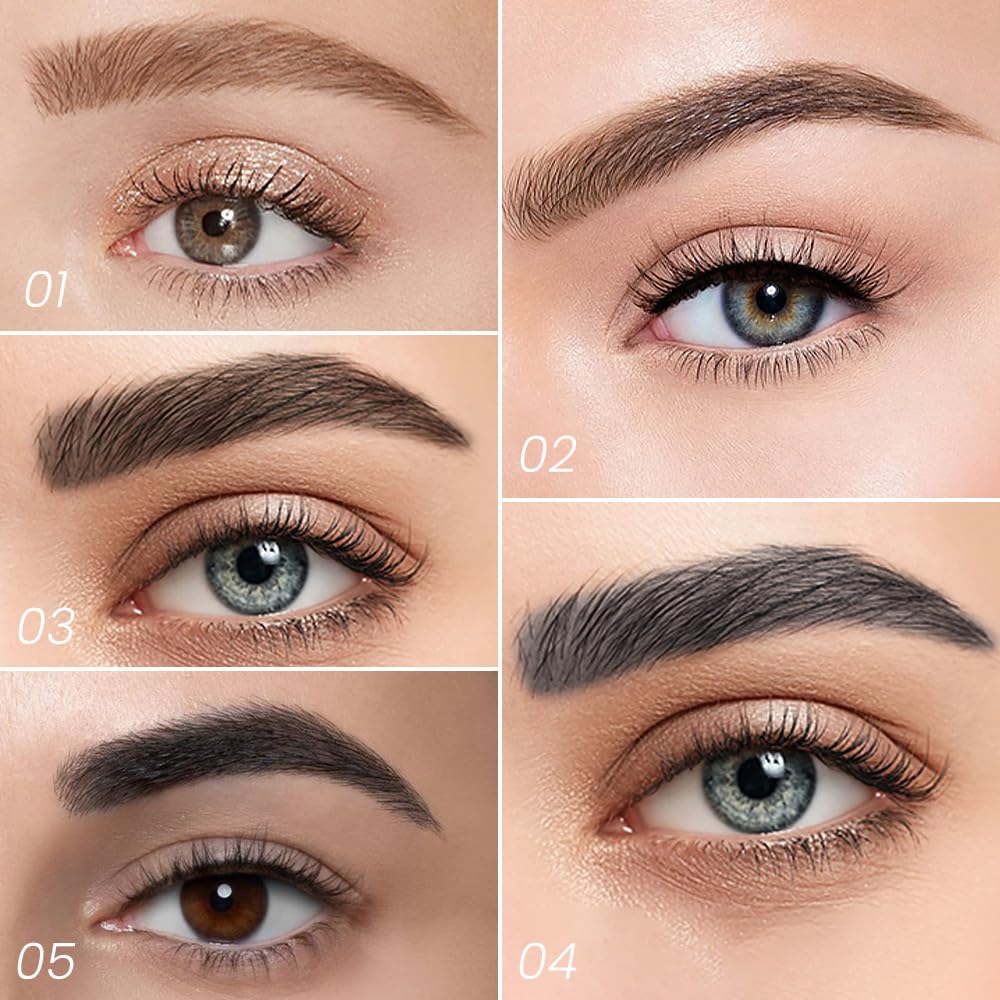 Eyebrow Ink Pencil by Brow Stylist -Micro 4 Point Brow Pen Lift & Snatch 2 Eyebrow Pen Kits with 3 Eyebrow Stencil Long-Lasting Waterproof Natural Eyebrow Hair (B-2Pc 01# Light brown)