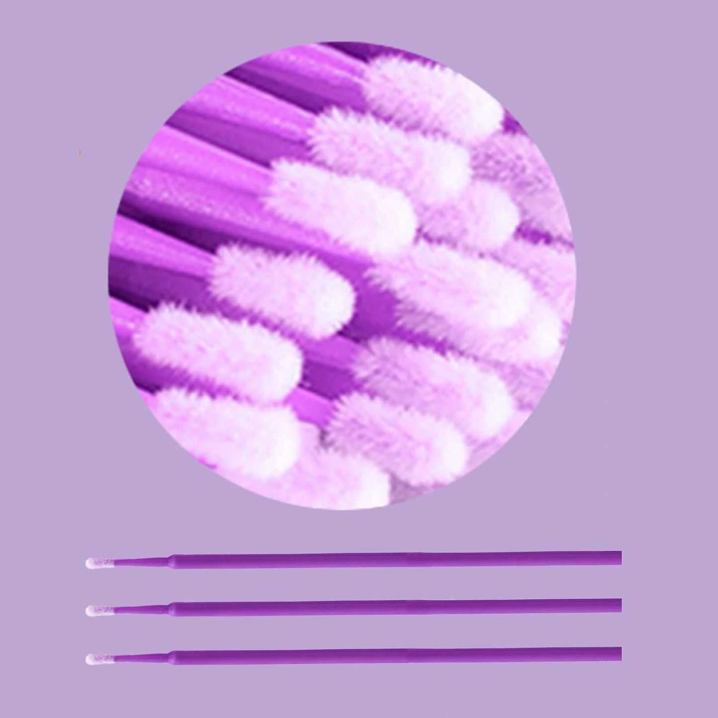 1200PCS Microswabs for Eyelash Extensions,Disposable Micro Applicators Brush for Cleaning and Applying Make-up Purple (Head Diameter: 2.0mm)