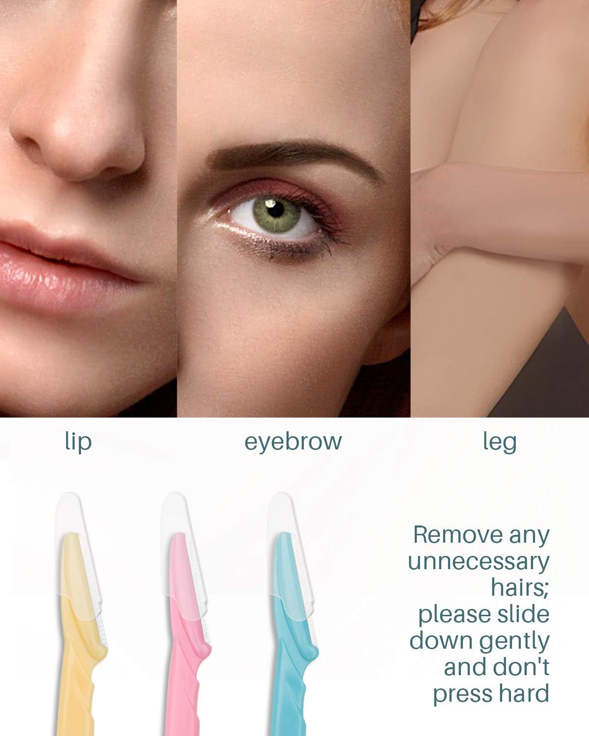 Dermaplane Razor, 60 Pcs Face Razors for Women and Men, Multipurpose Eyebrow Razor, Dermaplaning Tool for Face by MoHern, Multi-Color