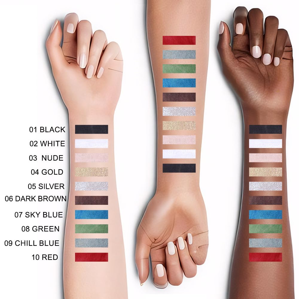 evpct 2Pcs Black & White Color Gel Glitter Eyeliner Pencils Set for Women Waterline Waterproof Smudge Proof lapiz de ojos delineador de ojos contra el agua Eye Liner Makeup