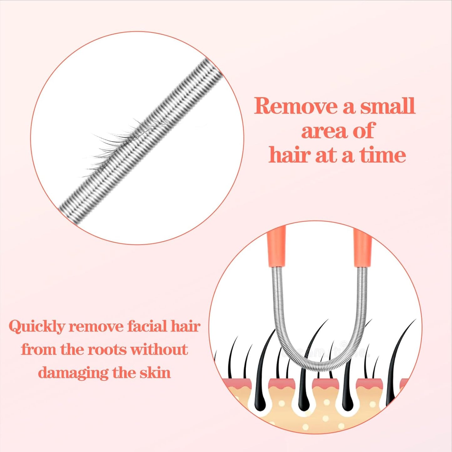 6 Pcs Facial Hair Remover Spring Eyebrow Face Removal Epilator Coil Portable Hair Remover Threading Tool for Women Unwanted Chin Cheek Mustache Neck Upper Lip