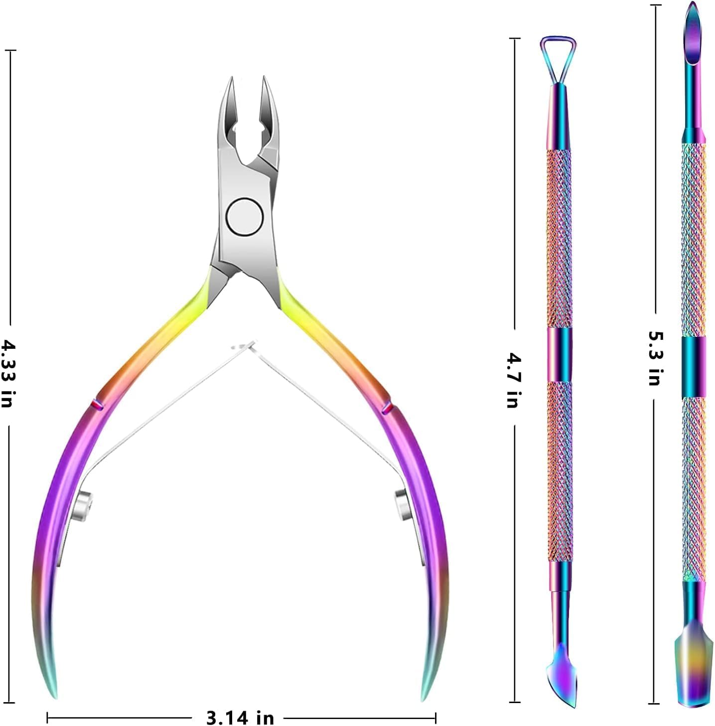 Cuticle Trimmer with Cuticle Pusher, Cuticle Remover Cuticle Scissors Manicure Tools, Professional Stainless Steel Cuticle Cutter, Dead Skin Remover Nail Tools for Fingernails and Toenails