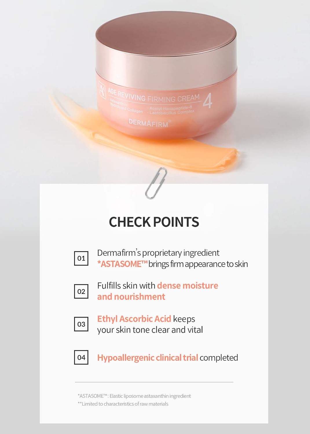 Dermafirm Age Reviving Firming Cream Facial Moisturizer A4 | Hydrating Face Moisturizer for Pore Firming & Skin Elasticity w/Collagen, Astasome & Peptide | No Animal Trials No Paraben 1.69 fl oz