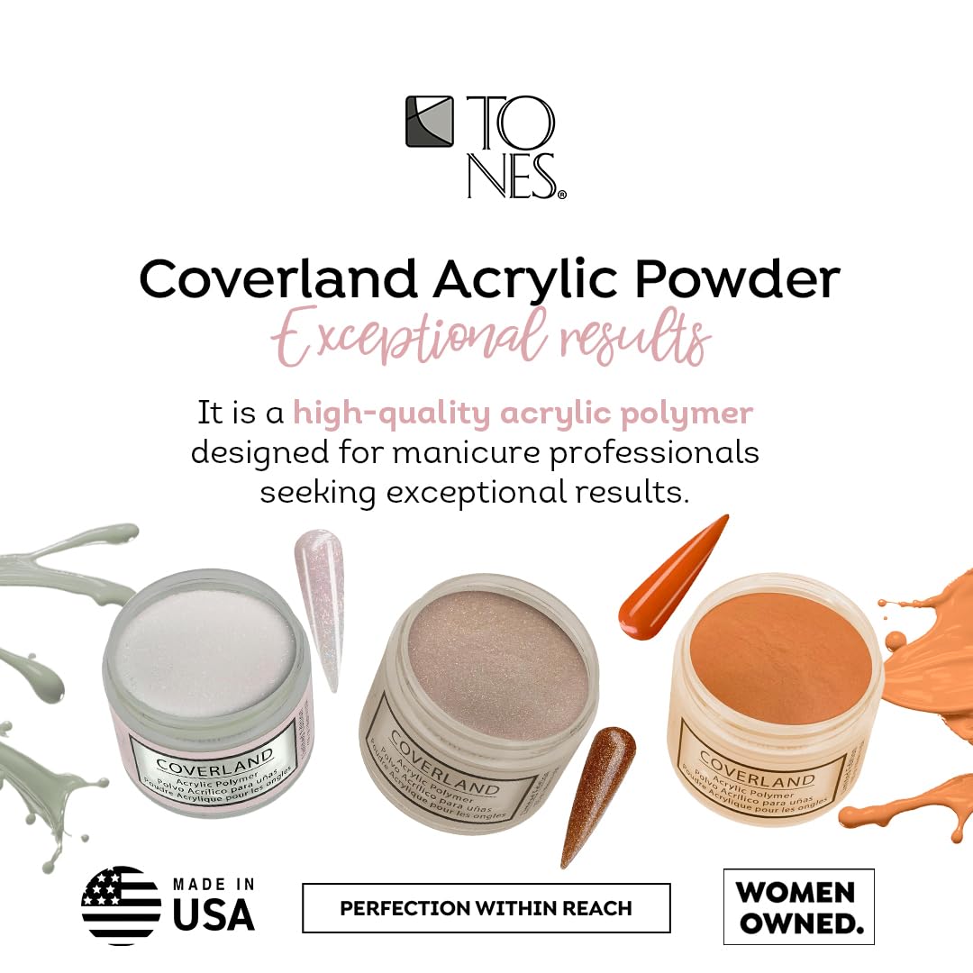 Tones Coverland Acrylic Nail Powder "Macaron de Rose" - Limited Edition Acrylic Powder for Nail Design, Sculpting, and Masking Nail Bed Imperfections - (1.5 Oz)