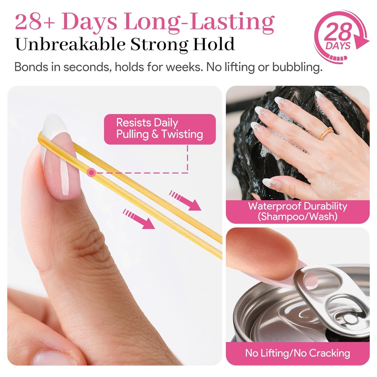 Nail Glue for Press Ons, 10g*2 Super Strong Bond Semi Solid Glue On Nails, 10s Quick Dry No Curing Needed, High Capacity Press on Semi-Solid Gel Long Lasting 28+ Days Easy to Remove for Beginners