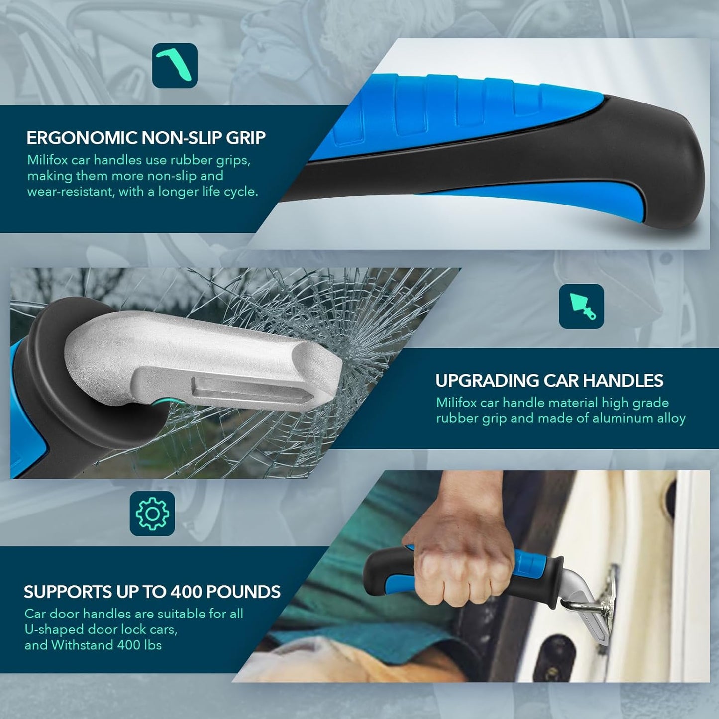 Car Door Handle for Elderly Car Handle Assist Support, Portable Auto Grab Handles for Handicap Seniors, Black and Blue