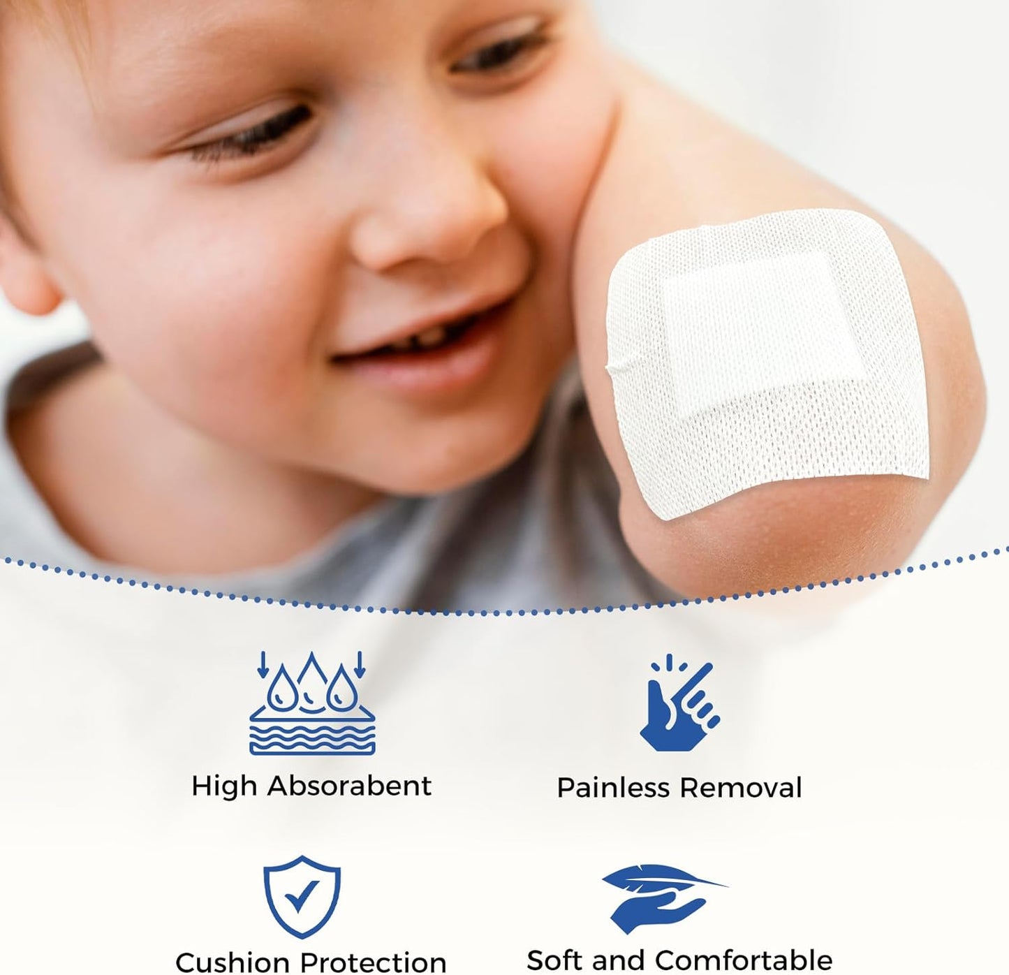 Island Dressing Bordered Gauze 2"x2", 30 Individually Packed Non-Stick Pad in Center with Adhesive Border,Soft Absorbent Medical Grade Dressing Gauze Pad for Wound Care and First Aid