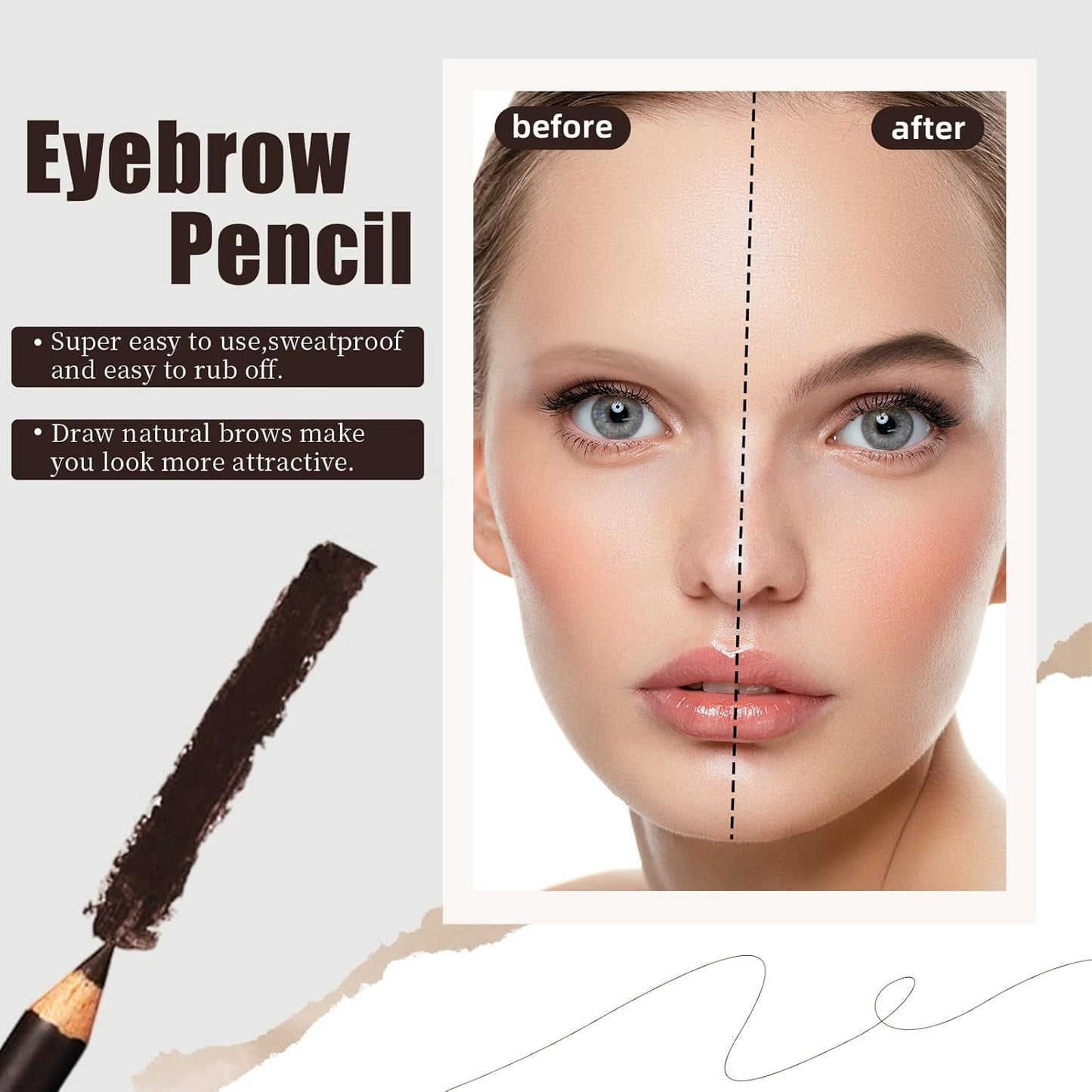 Go Ho 12 PCS Eyebrow Eyeliner Pencils,Black Brown Dark Brown Sweatproof Eye Brow Pencil,Long-lasting Eyeliner Makeup Brow Tint Sticks, 3 Colors Easy to Color(Black+ Brown+Dark Brown)