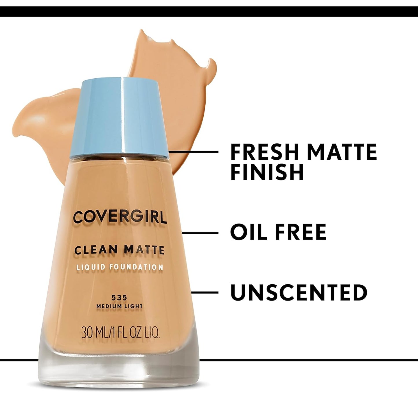 COVERGIRL, Clean Matte Liquid Foundation, Creamy Natural, 1 Ounce, 1 Count (packaging may vary)