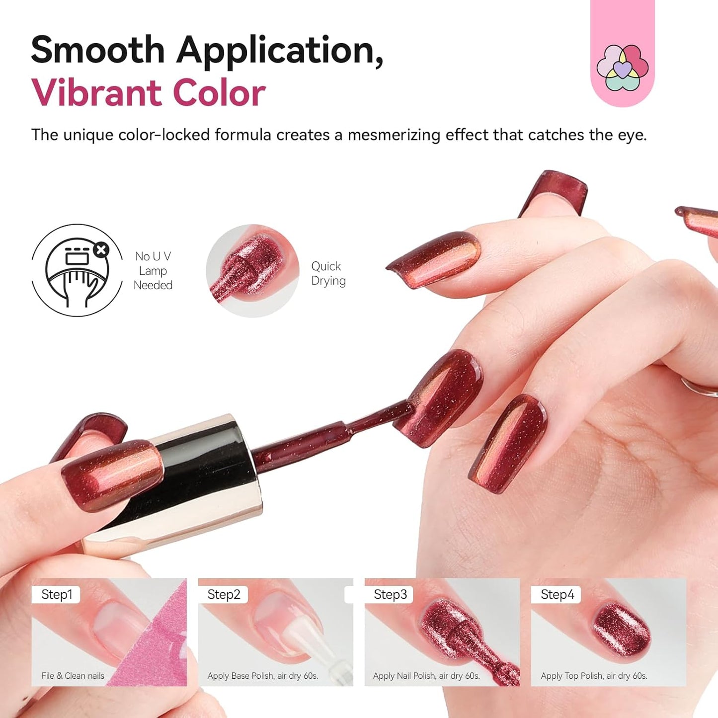 SAVILAND Color Artistry Chameleon Nail Polish - 7 Days Shimmer Dark Purple to Gold Color Shift Fast Dry Fingernail Polish, Metallic Sparkly Shiny Nail Lacquer Nail Art Salon Home