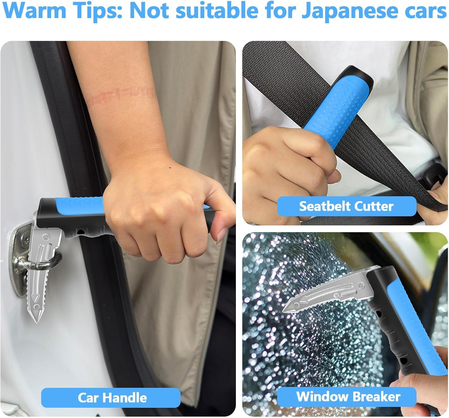 Car Door Handle for Elderly - 2025 New 3-in-1 Car Handle Assist, 2 Pack Auto Cane Portable Vehicle Support Handle Door Assist Bar, Max Load 500 Lbs, Anti-Slip Design (Blue-1-Pack Car Handle)