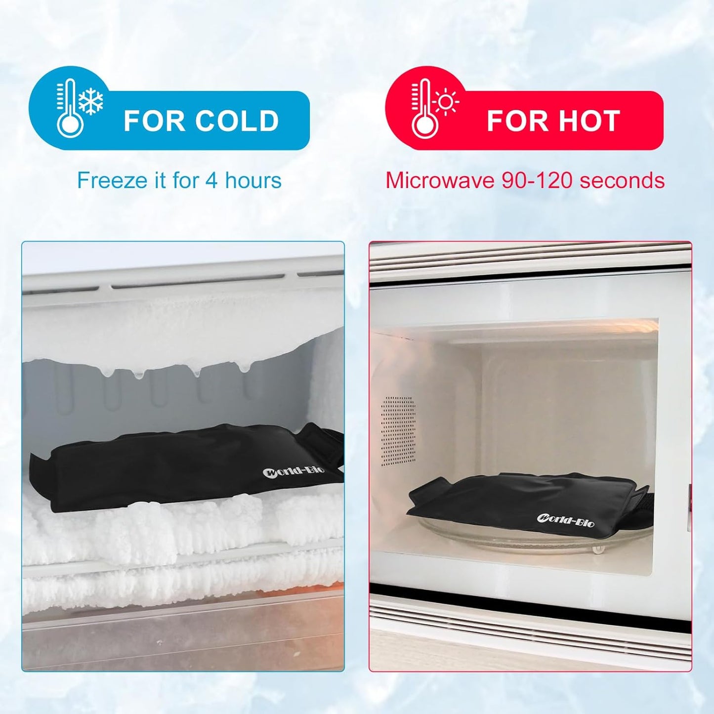 Gel Ice Pack Wrap with Velcro Strap, Ice Pack for Injuries Reusable, Hot and Cold Therapy, Elbow Cold Wrap, Flexible Soft for Arm, Wrist, Hand, Foot, Ankle