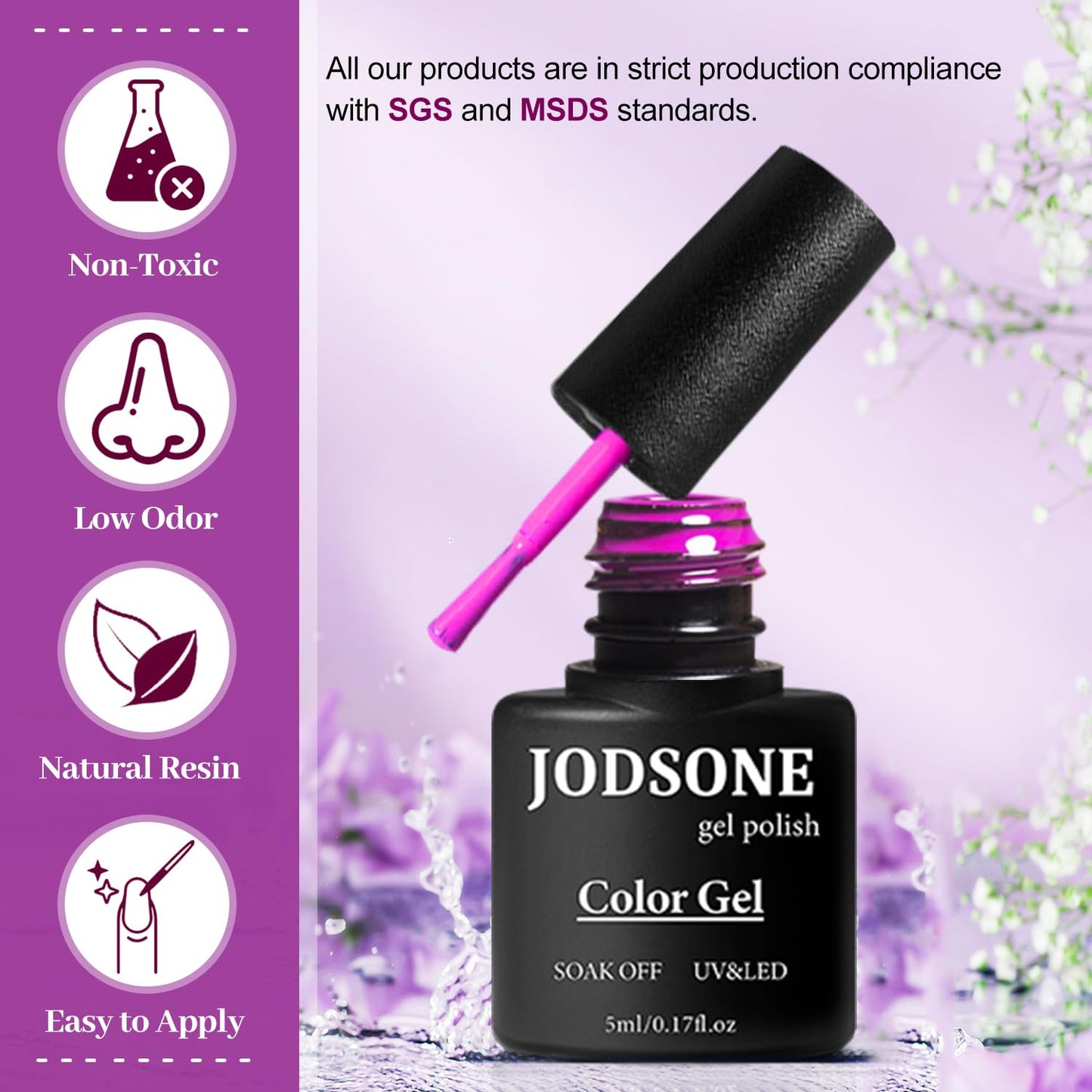 JODSONE 32+4 Pcs Gel Nail Polish Kit Soak Off Gel Polish Set Glitter Gel Nail Kit Nail Art Salon DIY at Home Manicure Kit