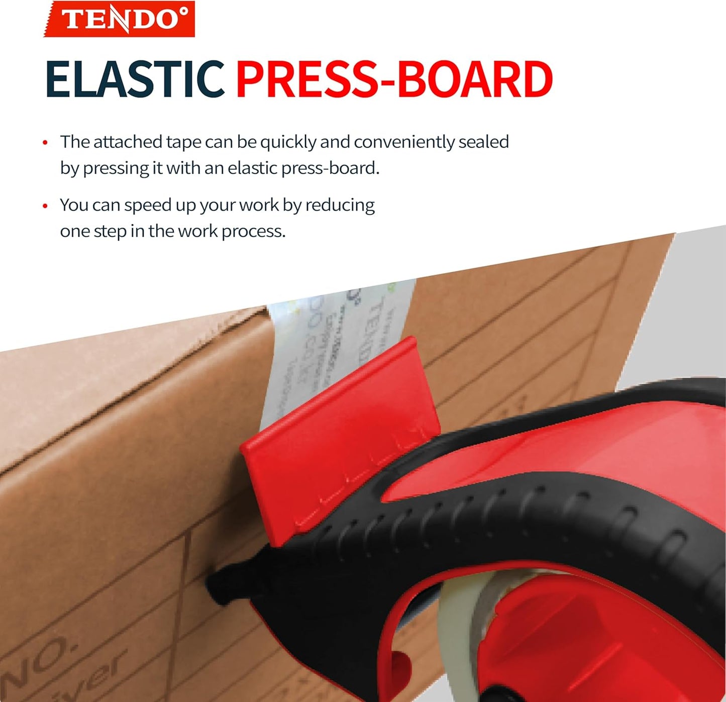 Heavy Duty Shipping Tape Dispenser: TENDO° Essential Line – Reusable, Replaceable, Eco-Friendly 2’’ Master Piece Dispenser for Pros with Patented 10° Sloped Chromium Blades - P-2200 (4th Gen.)_Red