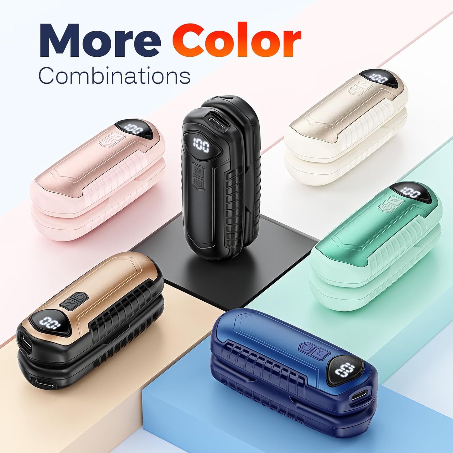 Hand Warmers Rechargeable 2 Pack, Electric Hand Warmers, 2-Second to 131°F with 5 Heat Levels, USB-C Portable Pocket Heater Handwarmers Black, UL Certified for Camping, Hunting, Gifts for Women Men