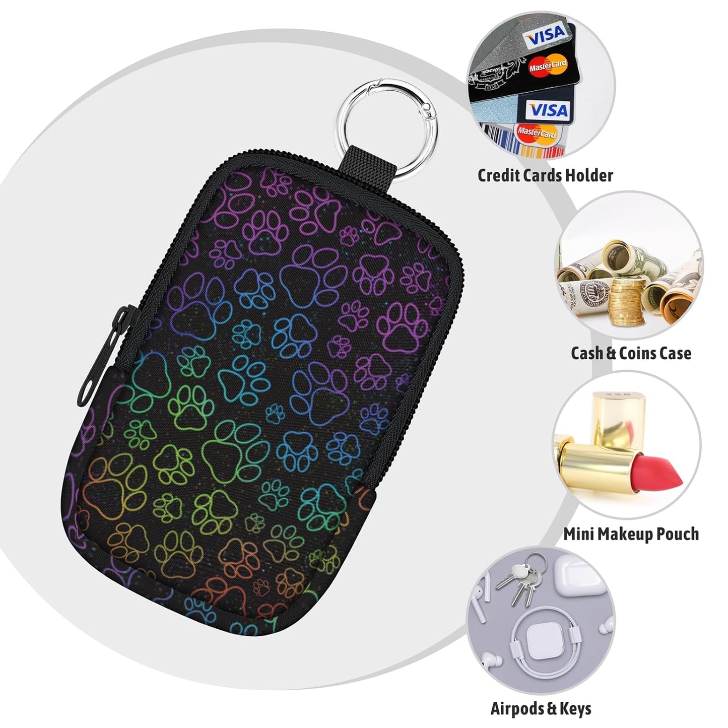 Dog Paws Hand Sanitizer Spray Case, Hand Sanitizer Holder Zippered Pouch, Cute Fashion Accessory with Snap Hook for Glow Mist and Power Mist 1FL OZ