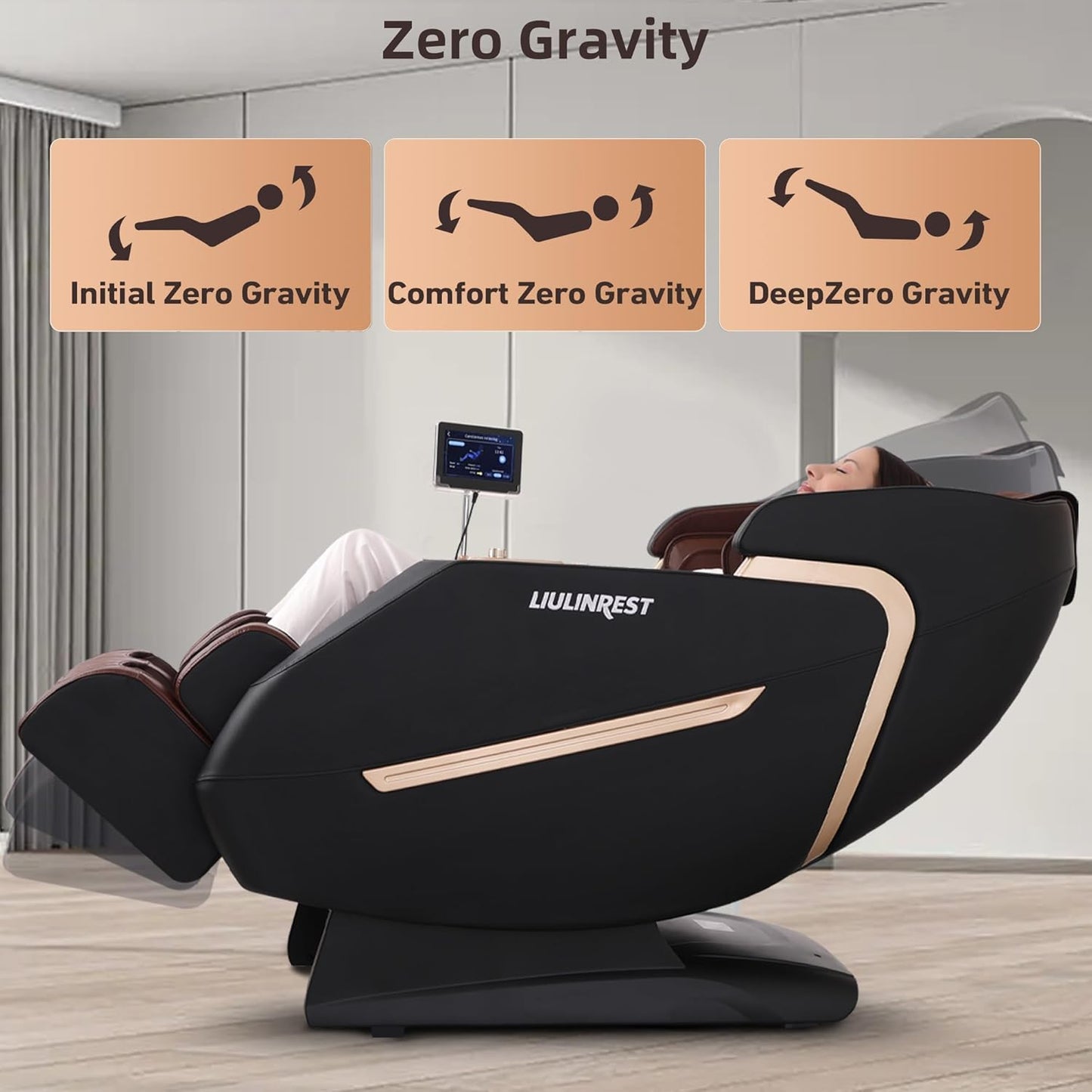 2025 4D Massage Chair Full Body, Zero Gravity Massage Chair with SL-Track & Heating, Massage Shiatsu Recliner Chair with Smart Voice Control, Touchable Screen, Airbags, Foot Rollers (Brown)