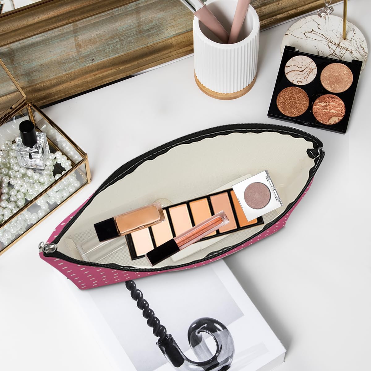 4pcs Colorful Polka Dot Makeup Bag, Cosmetic Bags for Women, Cute Travel Toiletry Bags Organizer with Zipper Make up Bag Appreciation Christmas Birthday Friendship Gifts for Team Girls Sister Bestie