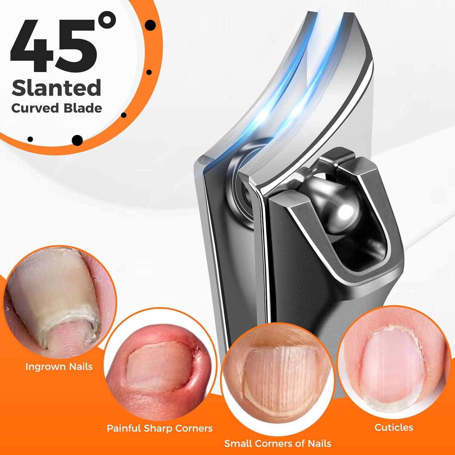 Toenail Clippers for Thick Toenails for Seniors, DRMODE Upgrade Slanted Curved Nail Clippers for Men Thick Ingrown Nails with Wide Opening, Heavy Duty Fingernail Toenail Clipper Cutter Trimmer