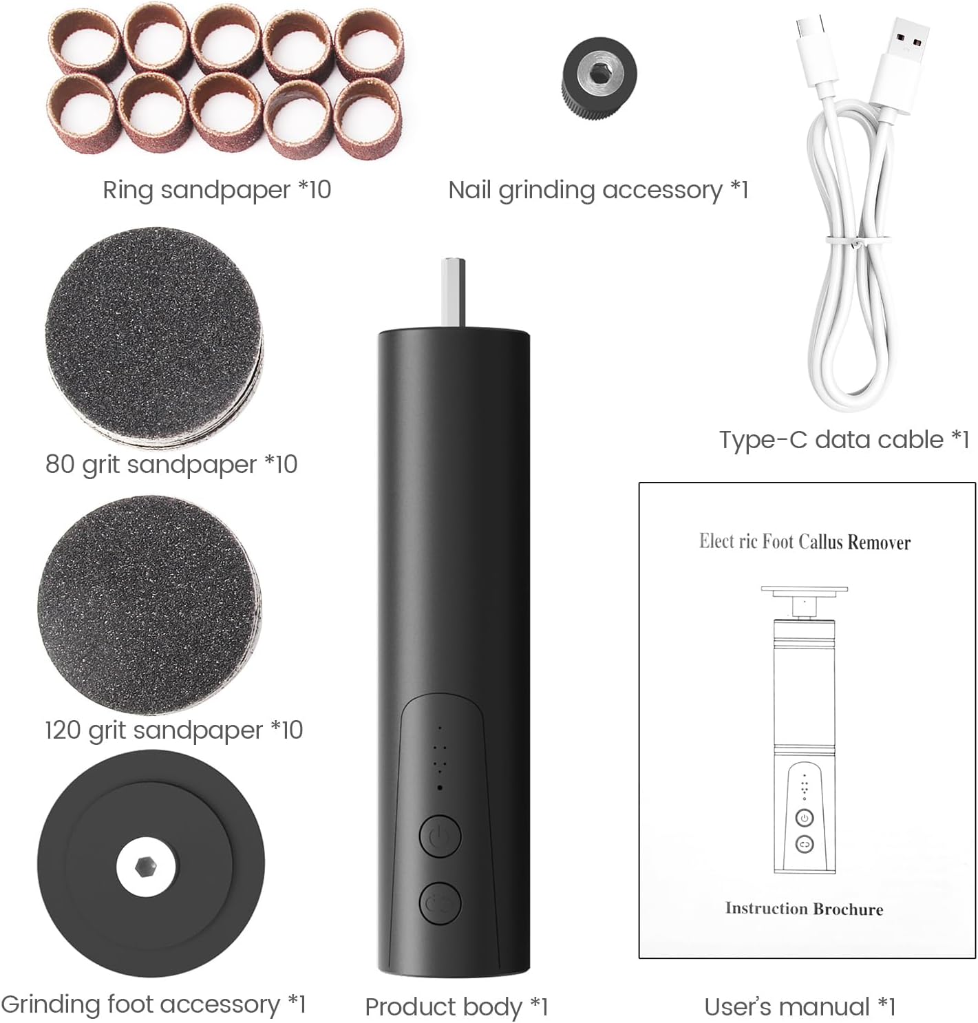 Electric Foot Callus Remover, 2 in 1 | 6 Speed Adjustable Foot File Nail Grinder with Sandpaper Disks, Professional Sander Pedicure Tool for Feet Dead Skin, Self Care Gifts for Women Mom Lover Friends