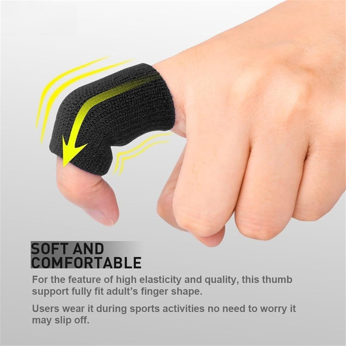 Finger Sleeves, Thumb Splint Brace for Finger Support, Breathable Elastic tape, Compression Pression Protector for Pain Relief (5, black)