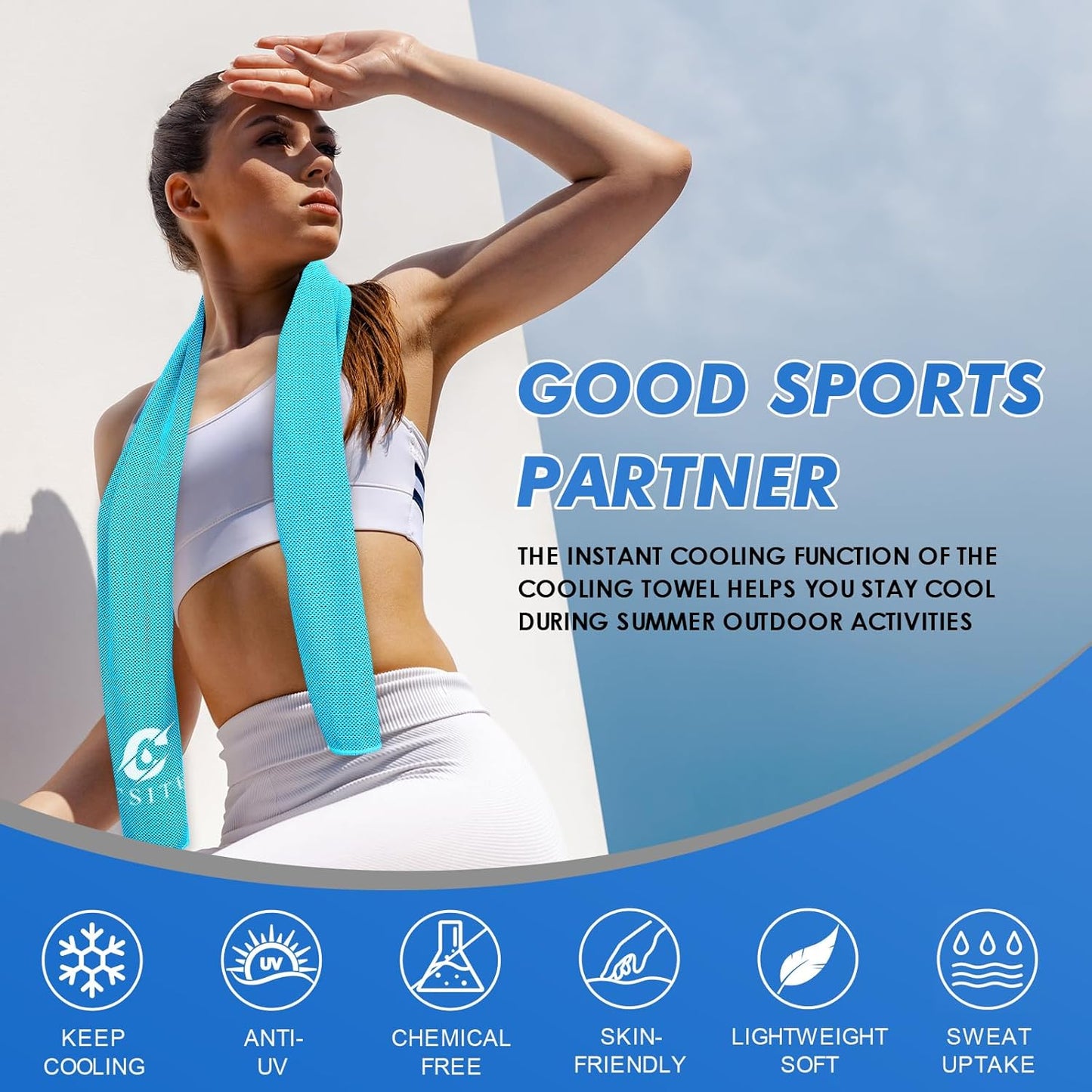 8 Pack (47"x12") Cooling Towels for Neck and Face Bulk, Ice Towel for Hot Weather, Soft Breathable Chilly Gym Towels, Microfiber Towel for Work Out, Yoga, Running, Camping & More Activities