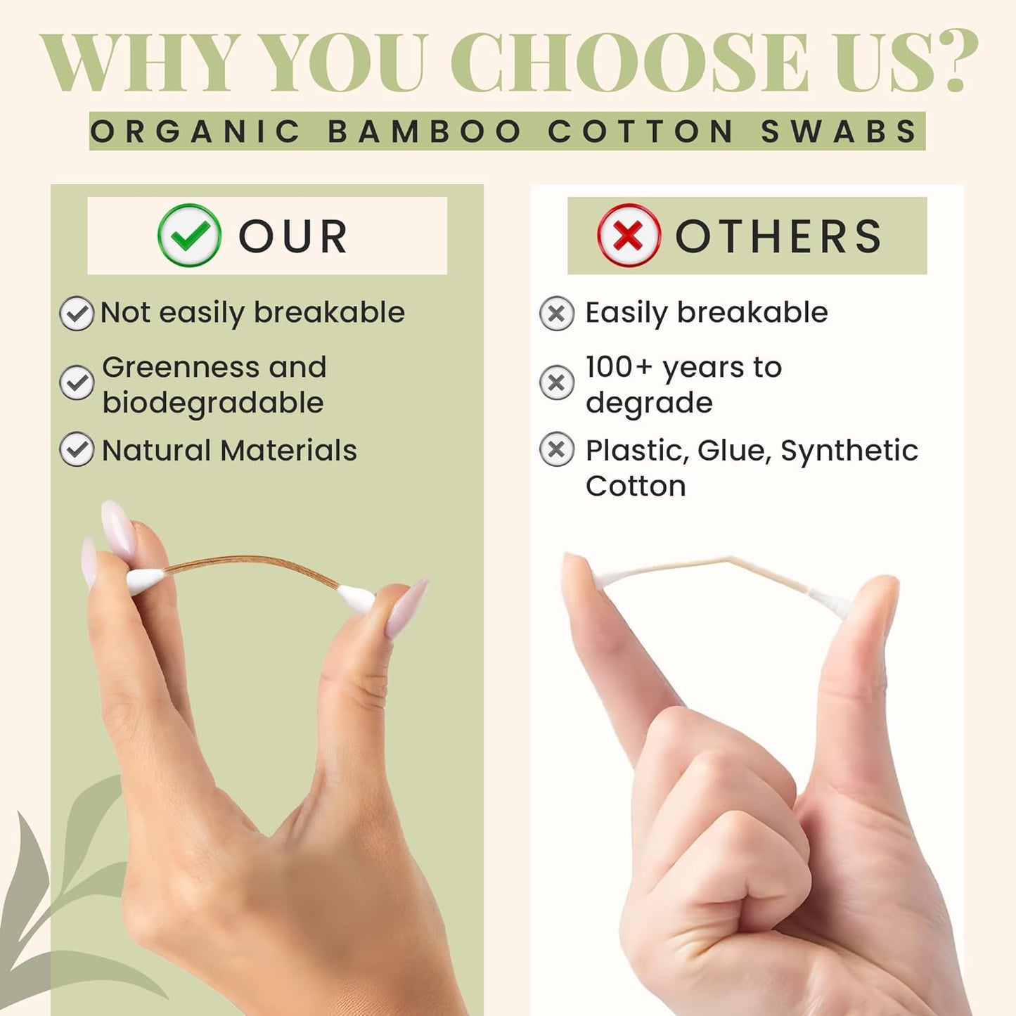 Natural Bamboo Cotton Swabs for Ears – 500 Pack – Qtips with Carbonized Bamboo for Durability – Eco-Friendly, Biodegradable & Vegan – 100% Cotton Ear Swabs for Makeup (Drawer Box)