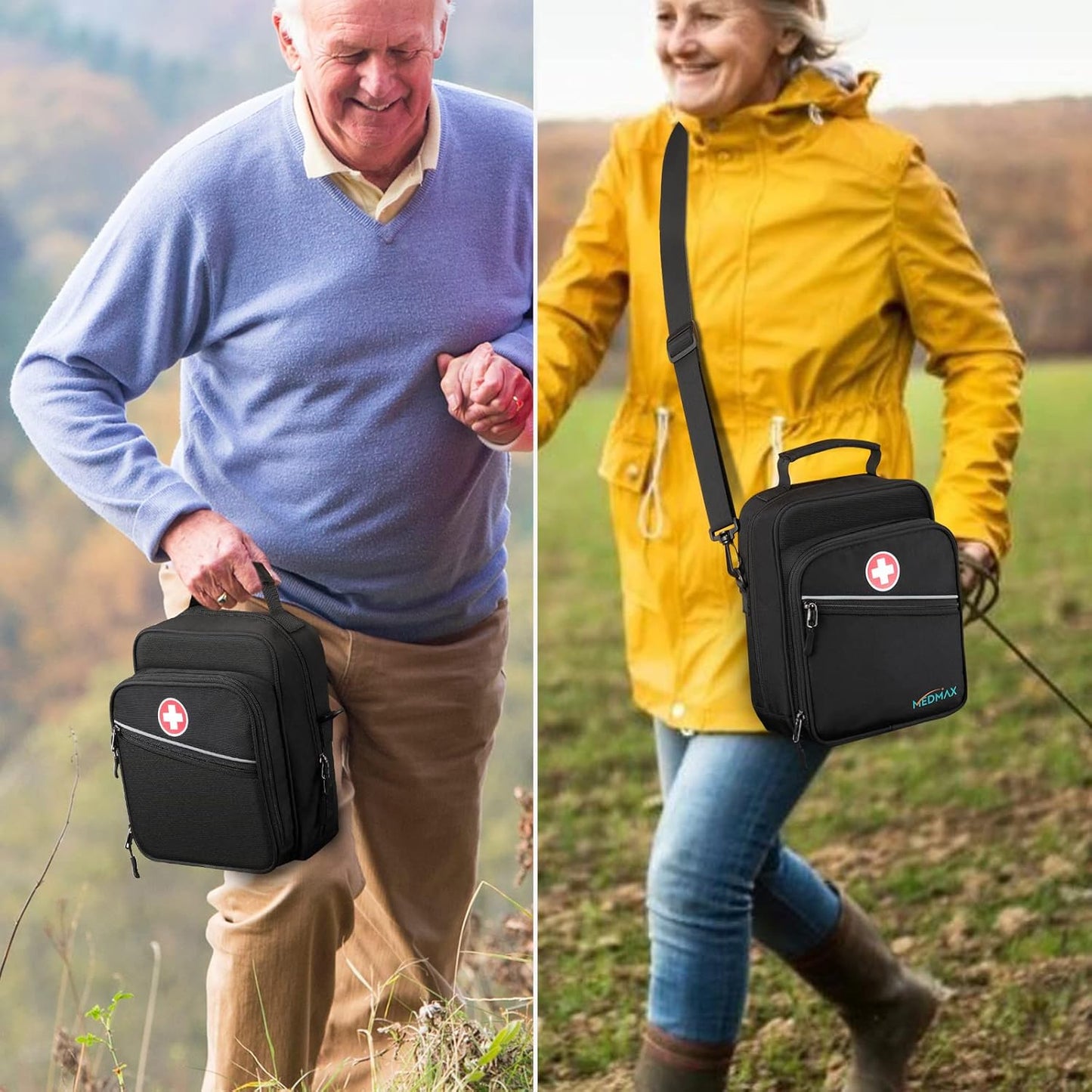 Insulin Cooler EpiPen Carrying Case Insulated, Travel Medication Diabetes Supplies Organizer Bag with Shoulder Strap for Asthma Inhaler, Auvi-Q, Allergy Medicine Essentials (Black)