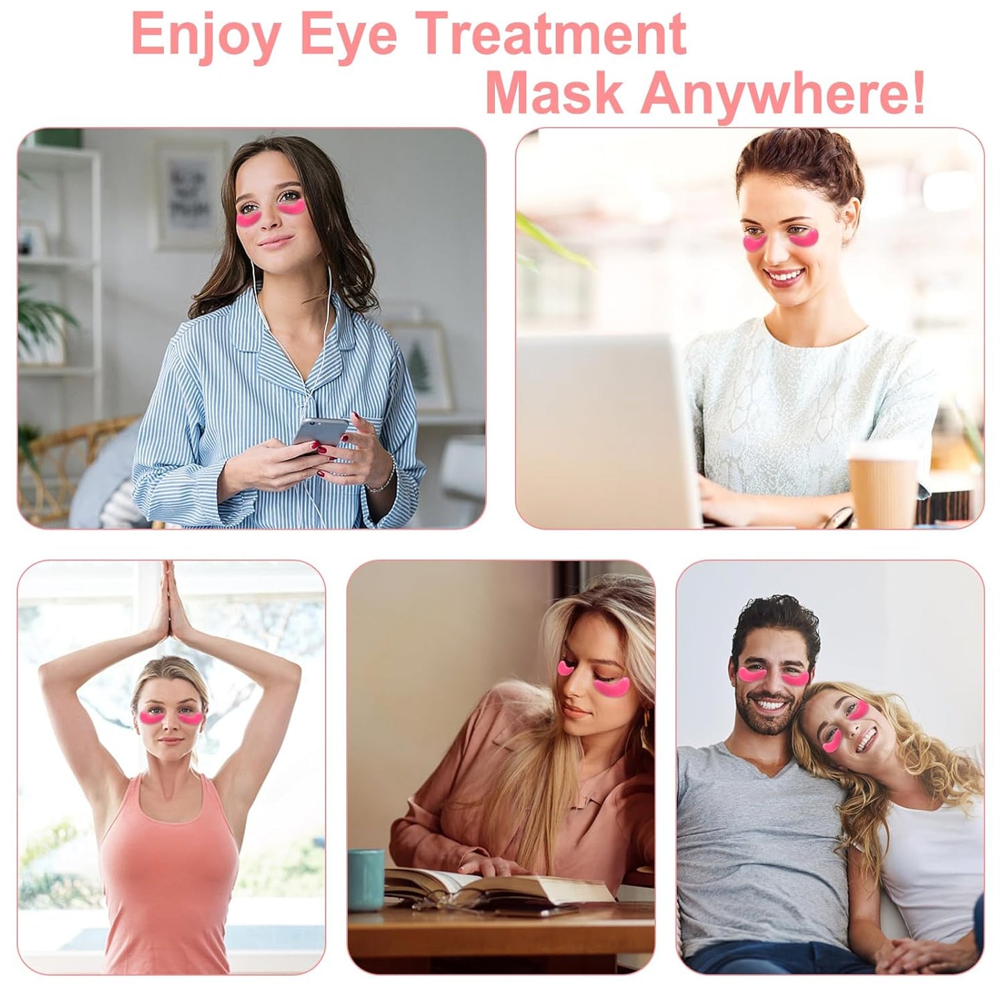 Eye Mask - 15 Pairs Rose Under Eye Patches Skin Care Products - Eye Masks Skincare for Dark Circles and Puffiness, Reduce Wrinkles, Eye Bags and Fine Lines, for Women and Man, with Hair Clips