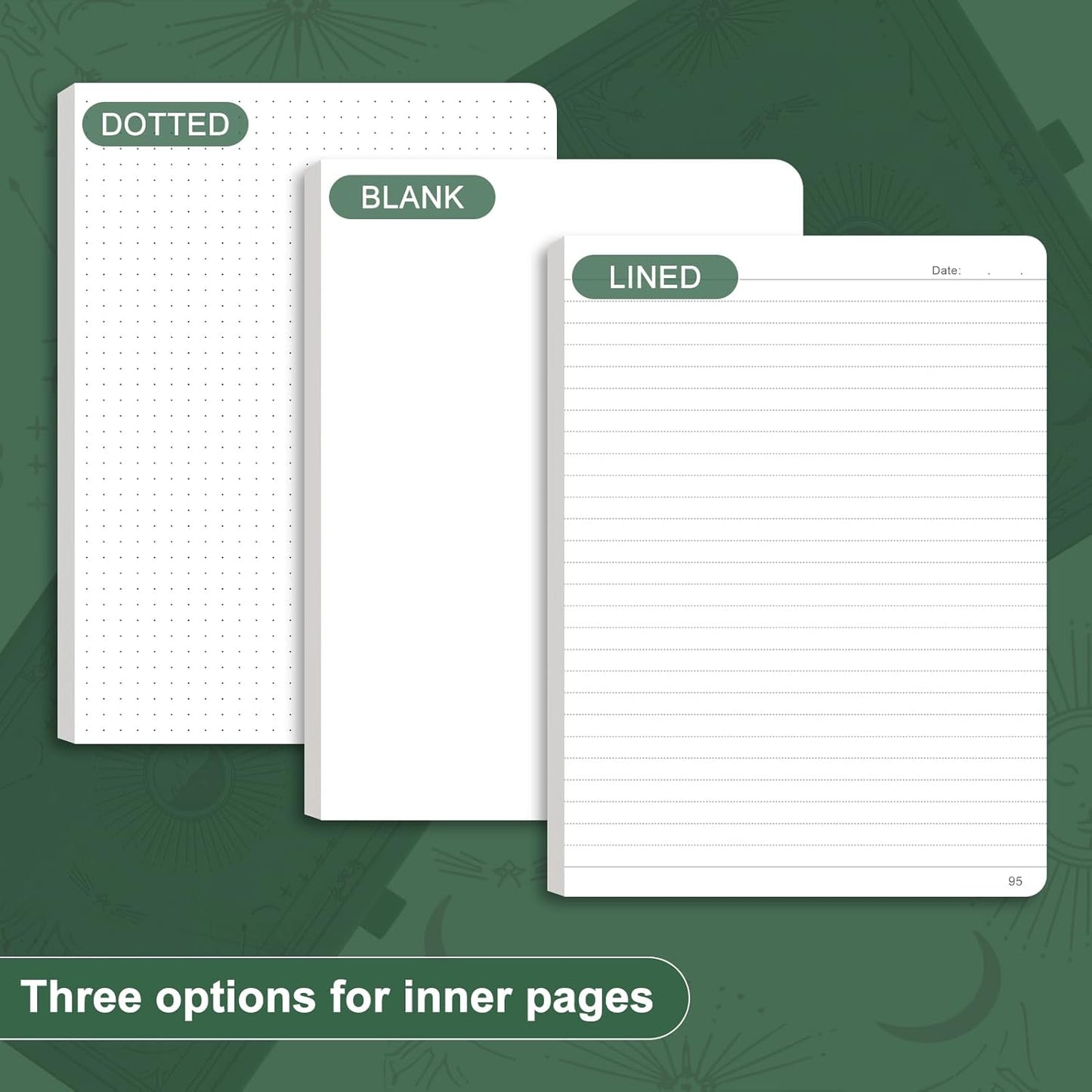 Plain Journal for Women Men, 192 Pages A5 Notebook Journal, Hardcover Notebook with 100Gsm Thick Pages, Leather Note Book for Writing, Travel, Business, Office, Prayer 5.7 x 8.3, Dark Green