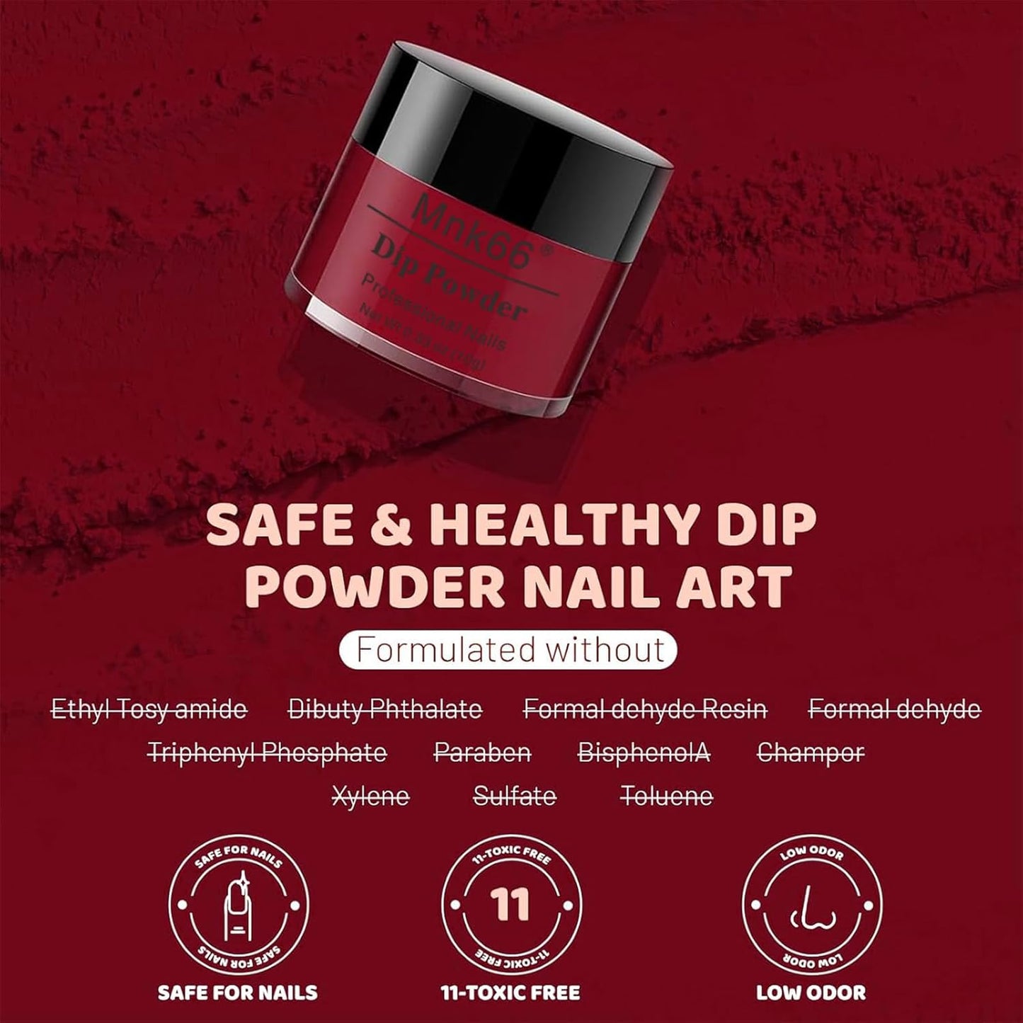 6 Colors Dip Powder Set, Hot Pink Red Dipping Powder Color Set, Glossy Nail Art Manicure DIY Salon Home Gift for Ladies (YYSDDPS-No.15-6pcs)