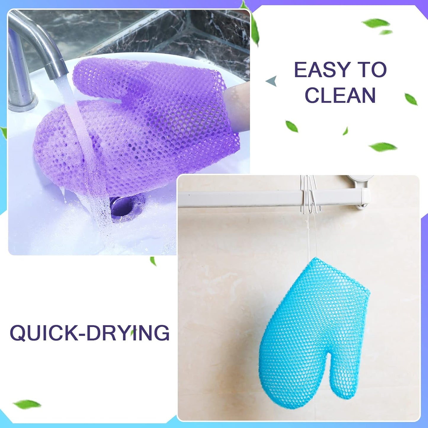 2 Pcs Honeycomb Exfoliating Glove Bath Mitt Body Spa Scrubber, Honeycomb Exfoliator Glove for Body Shower, Honeycomb Exfoliator Scrubber Sponge Shower Loofah, Quick Drying