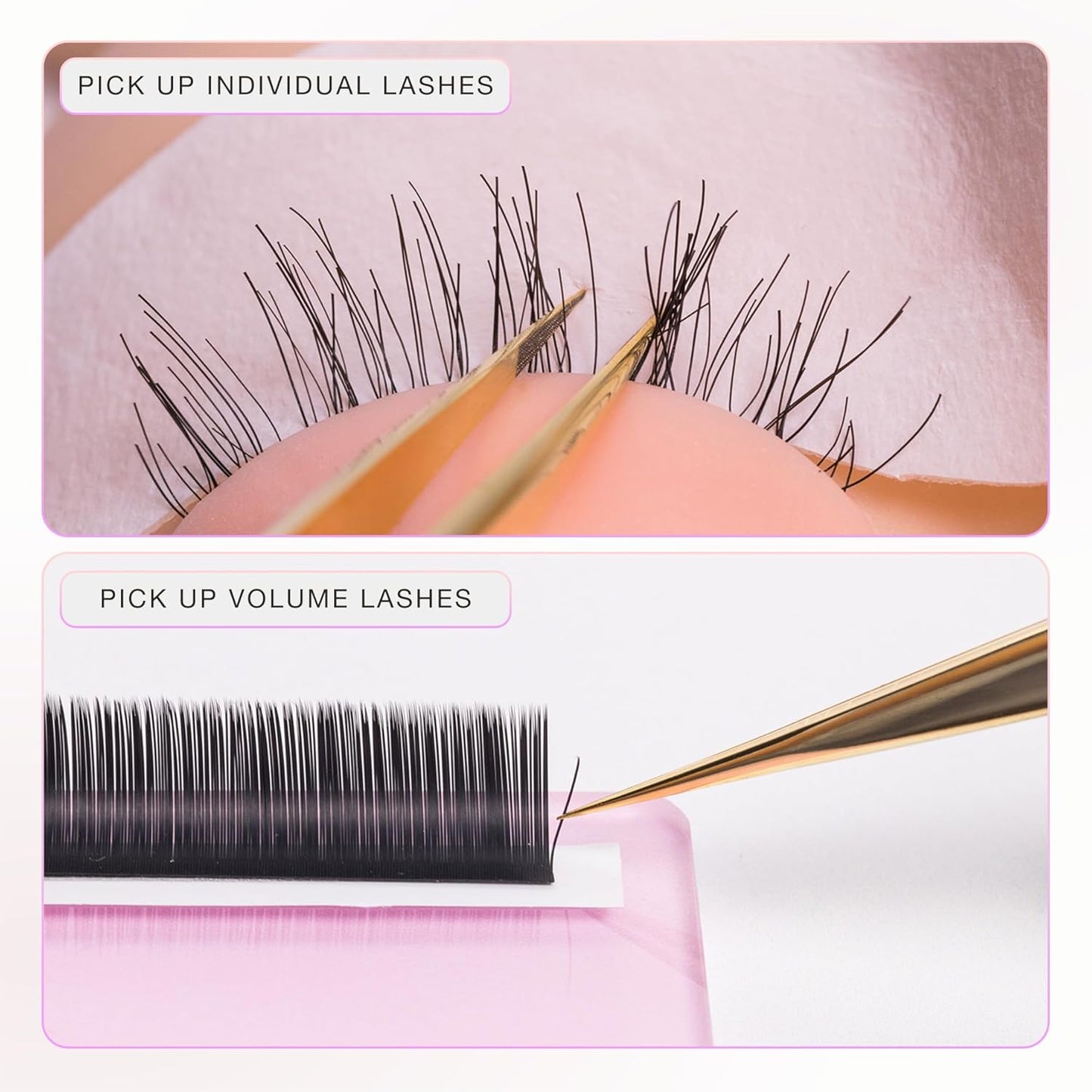 Curacoro Lash Tweezer - Professional & Precision Fiber Tip Grip Lash Tweezers for Eyelash Extensions, Multi Shapes & Purposes Tweezers for Volume, Isolation & Classic Lashes (Gold, Move It)