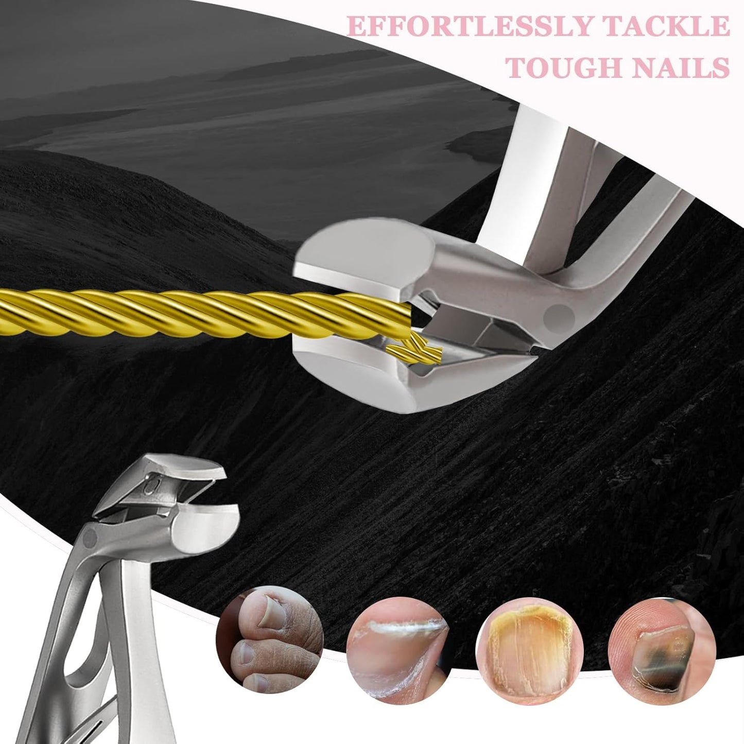 Toe Nail Clippers for Seniors, Toenail Clippers for Thick Toenails, Fingernail Clippers for Men, Nail Trimmer, Professional Nail Clippers, Ergonomic Angled Head Senior Toenail Clipper (Silver)