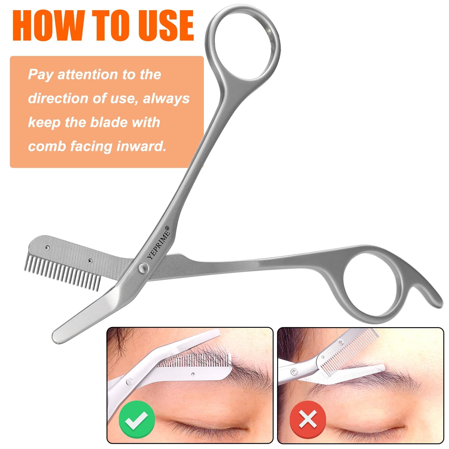 Eyebrow Trimming Scissors with Comb, Gifts For Men Women Stocking Stuffers, Stainless Steel