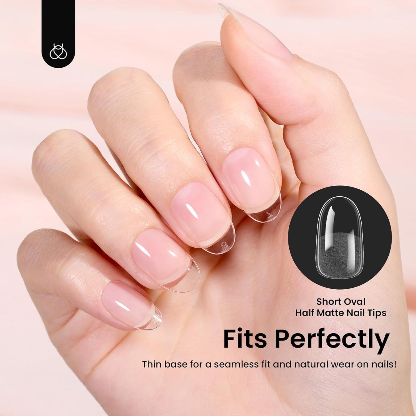Beetles Gel Nail Tips Short Oval Fake Nails 288Pcs Pre-Shaped Half Matte Press on Nail Tips Full Cover False Nails Gifts for Girls Women Gelly Tips Home DIY Nail Extension