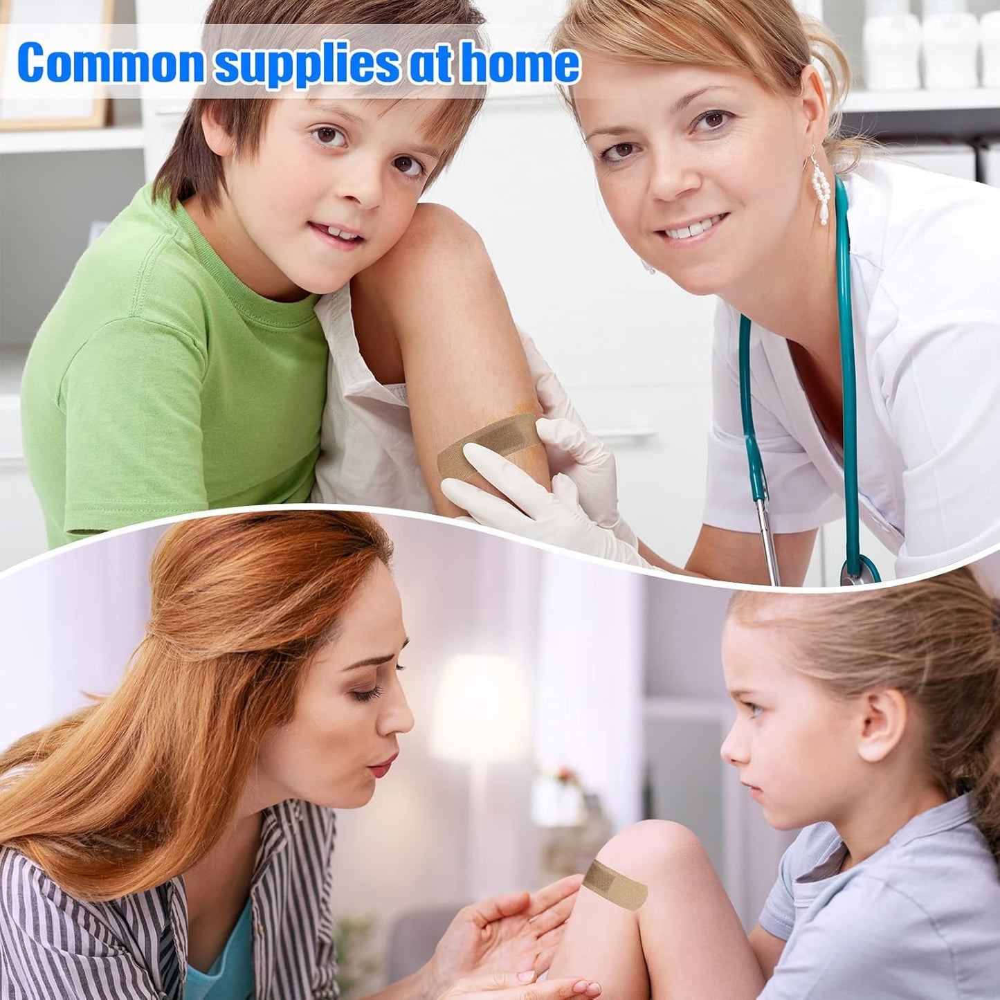 400 Pcs Flexible Fabric Adhesive Bandages Bulk Assorted Breathable Bandages for Finger Wound Family First Aid Skin Wrap(2 Styles)