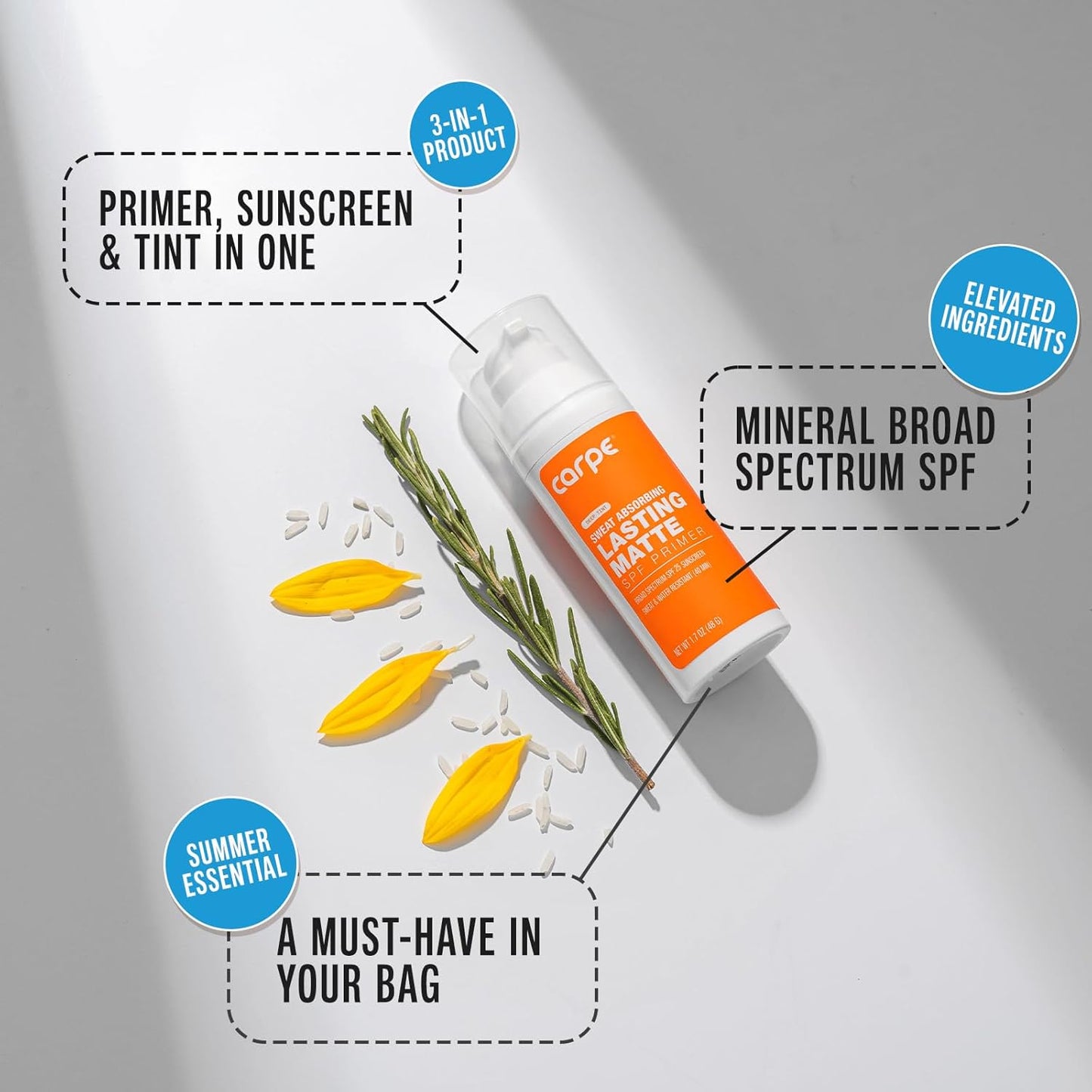 Carpe Primer Face Makeup Base ~New~ Zinc Mineral Sunscreen Face SPF 25 (Deep Tint Primer) Lasting Matte Primer For Oily Skin And Tinted Sunscreen