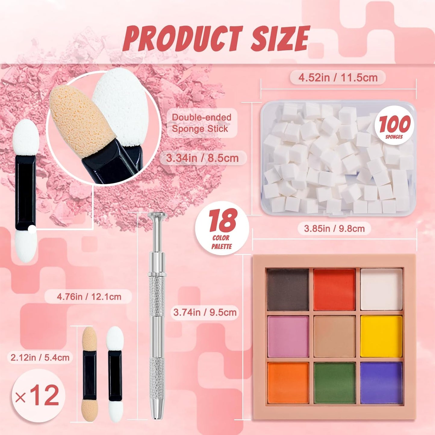 18 Colors Pigment Powder for Nails, Nail Pigment Powder Palette and Nail Art Sponges with Grabbing Pen, Nail Powder Set Pigmentos para Uñas, Manicure Nail Art Tools Accessories Nail Supplies