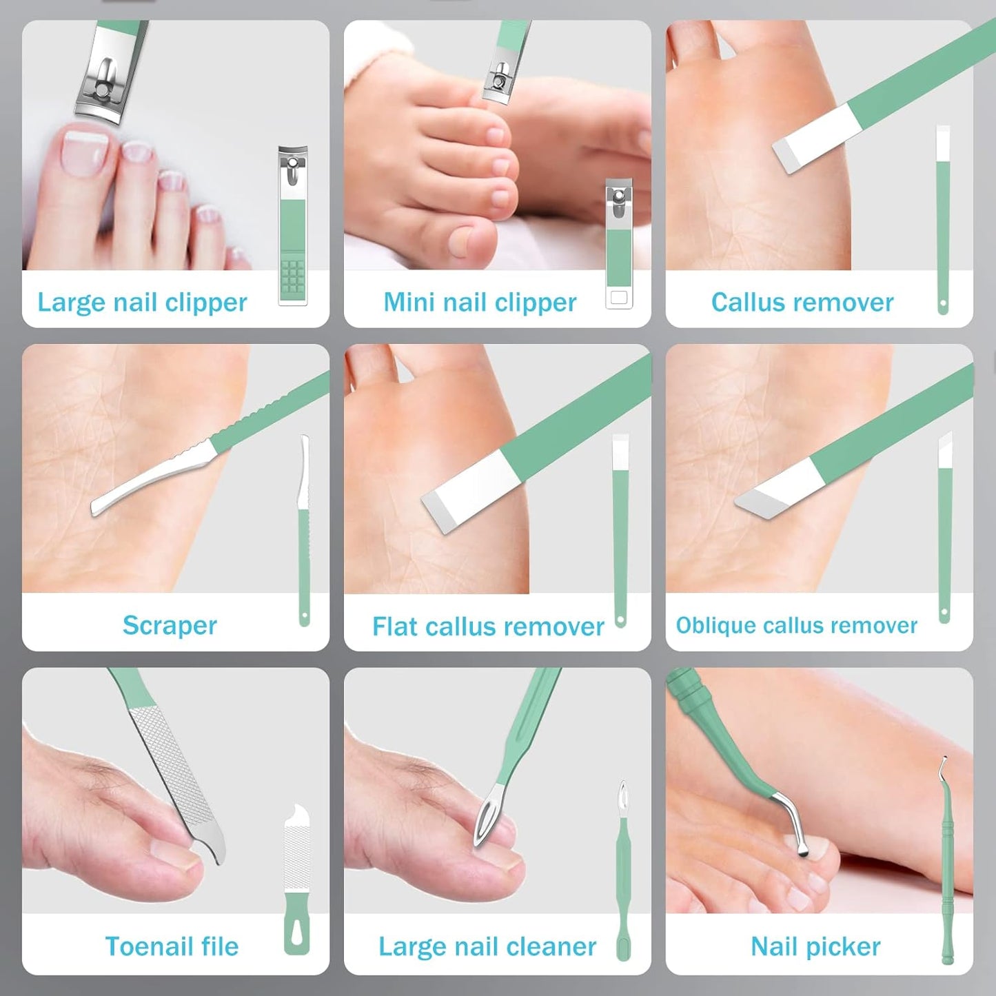 Manicure Set Personal Care, Nail Clipper Kit, Professional Nail Clipper Pedicure Set, Nail Tools with Luxurious Travel Case, Gifts for Men Women Family Friend, 31 Pieces (Green)