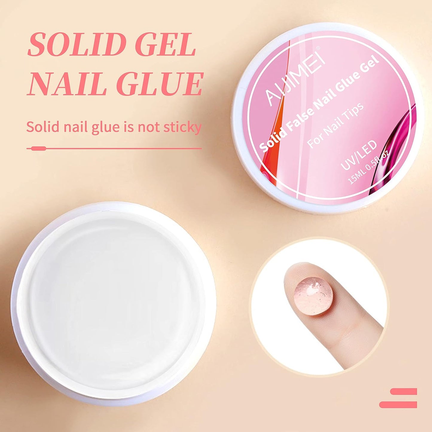 AIJIMEI 2PCS Solid Nail Glue for Press On Nails Strong Clear Acrylic Nail Glue for Fake Nails Soft Gel Nail Tips Solid Hard Gel for Nail Art DIY Home