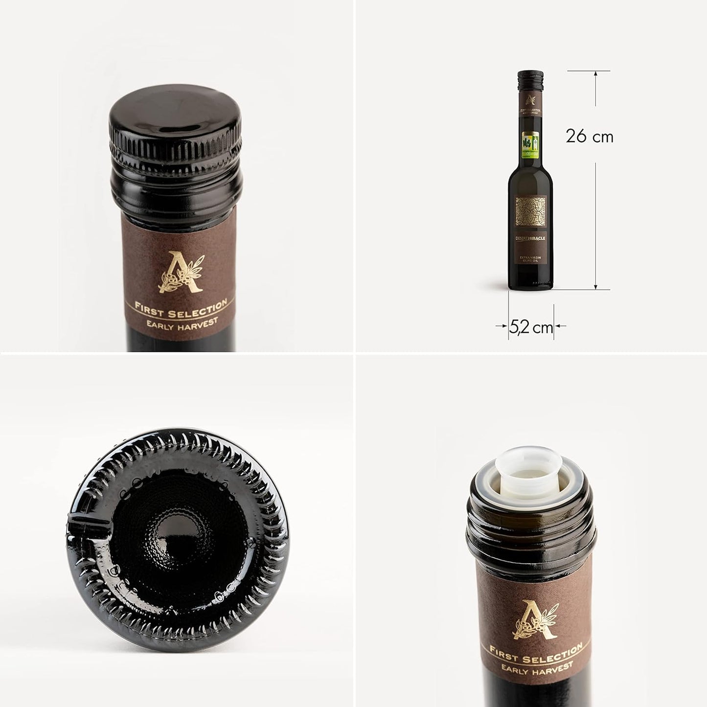 DESERTMIRACLE Cold Pressed Polyphenol Rich Moroccan Olive Oil, Organic Extra Virgin Olive Oil with High Polyphenols, First Cold Pressed EVOO From Morocco 8.5 Fl Oz (Pack of 1)